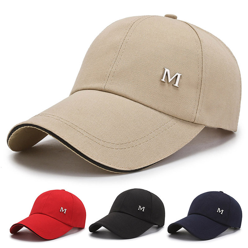 Spring and summer baseball cap men's canvas M long brim sun hat Korean fashion women's peaked cap one-piece delivery in stock