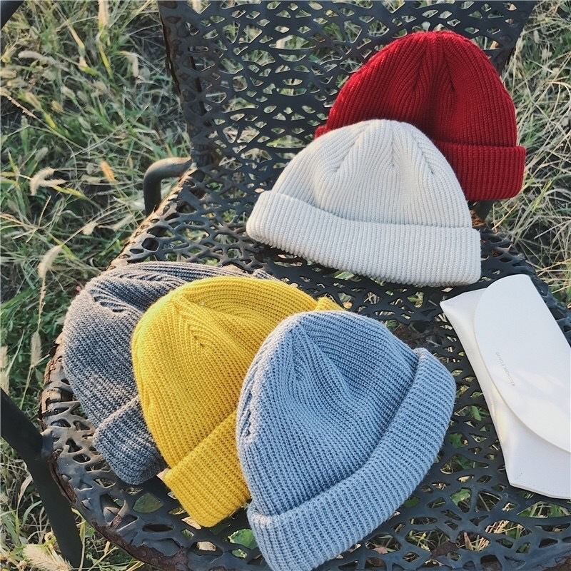 Cold Hat Men's Korean-style Autumn and Winter Short Edition Knitted Hat Baotou Wool Hat Female landlord Guapi Hat