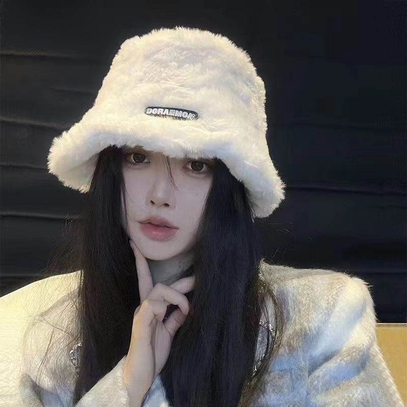 Rabbit fur fisherman hat women's autumn Korean style fashionable warm ear protection bucket hat Net red face small all-match basin hat