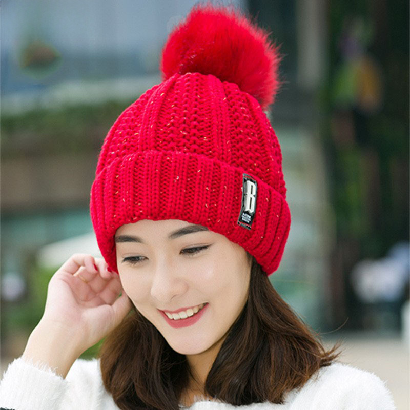 Hat Women's Autumn and Winter Korean-style All-match Wool Hat Fleece-lined Thickened Pullover Cap Outdoor Cycling Warm Hat for Women