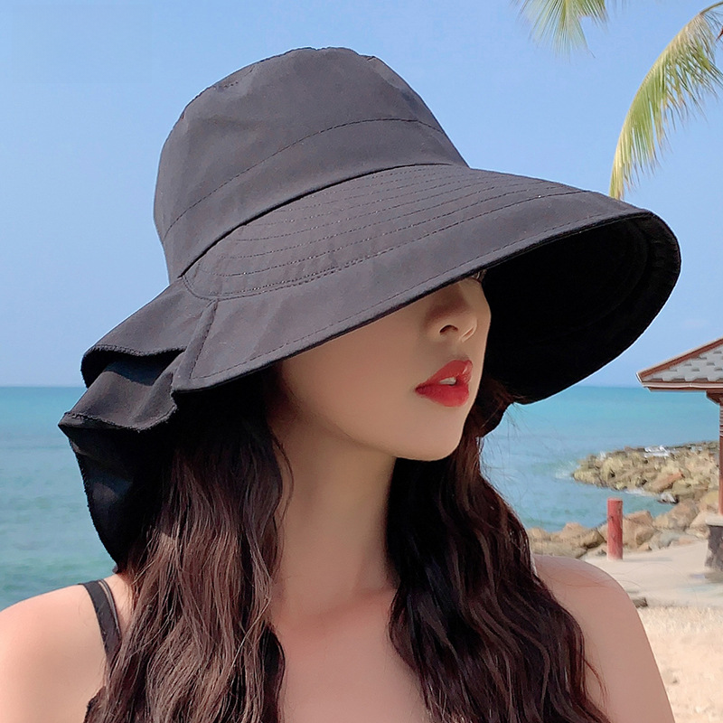 8062 Hat Women's Summer Neck Protection Sunscreen Sun Hat for Traveling Big Edge Fisherman Hat Outdoor Riding Sun Hat