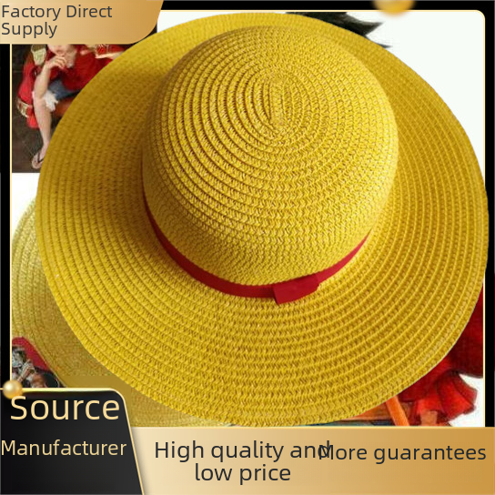 Fashion Cartoon Little Yellow Hat One Piece Anime COSPIAY Straw Hat Summer Sunshade Beach Hat Performance Dress Up