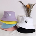 Korean style children's adult hat spring and summer embroidered smiley face basin hat sun protection parent-child fisherman hat fashion