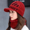 Hat Women's Korean-style Fleece-lined Wool Hat Winter Thickened Warm Pullover Cap Riding Ear Protection Duck Tongue Knitted Hat for Women