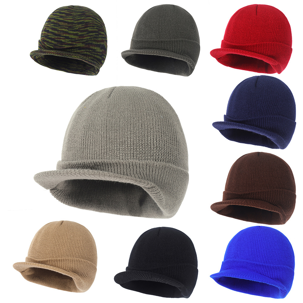 wool knitted hat warm peaked cap autumn and winter big brim hat all-match wool hat