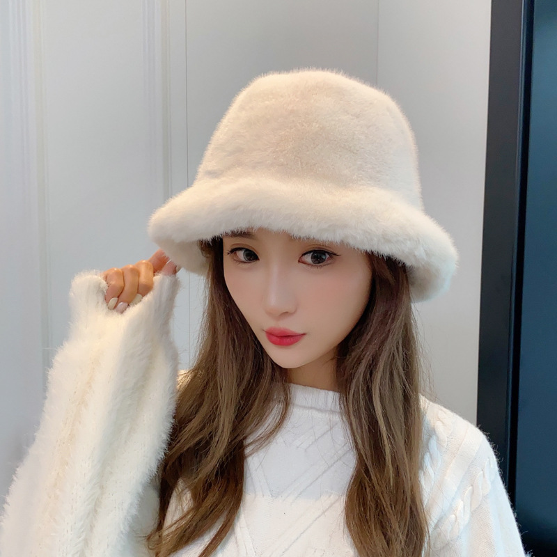 Fisherman hat children autumn and winter imitation mink fur hat plush basin hat fashion cold warm fur hat