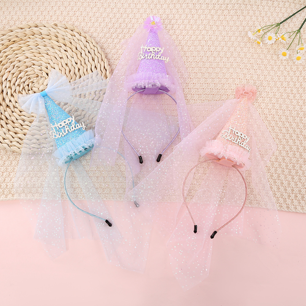 Birthday Party Celebration Glitter Birthday Hat Simple Children's Hat Birthday Fairy Hair Hoop Children's Baby Party Matching