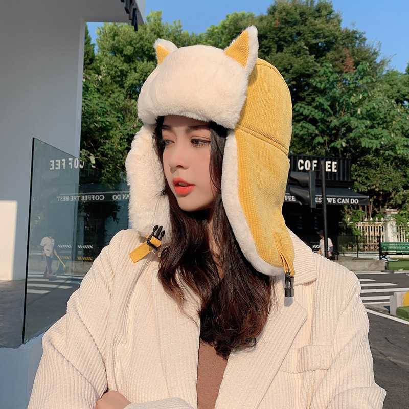 Lei Feng Hat Women's Korean-style Cute Autumn and Winter Cycling Wind-proof Hat Women's Winter Baby Cold-proof Warm Cotton Hat