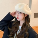 High quality beret wool autumn and winter Korean version of all-match big face small wool painter Pernet hat