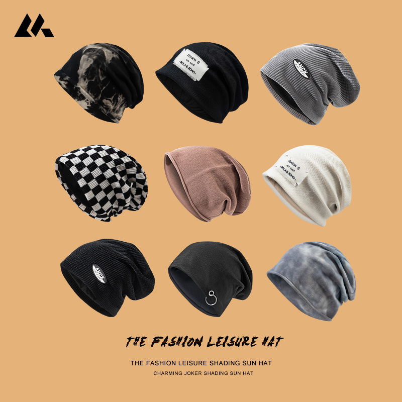 Korean-style Heap Hats for Women Fashionable Thin Youth Cold Hat Toe Covering Hat Personalized Knitted Patch Pullover Hat for Men