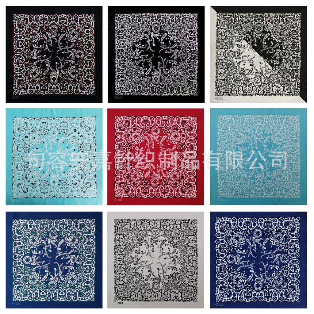 55x 55cm Cotton bandanna Vine Printed Square Scarf Fashion Casual Hip Hop Street Dance Riding Decorative Headscarf