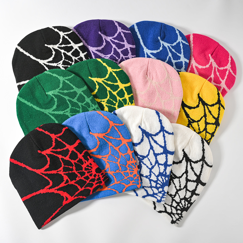 pullover hat hot selling spider web Jacquard knitted hat men's and women's warm hat cold hat winter