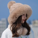 Mongolian hat big head hat women's winter knitted wool hat thickened warm ear protection northeast Lei Feng hat women