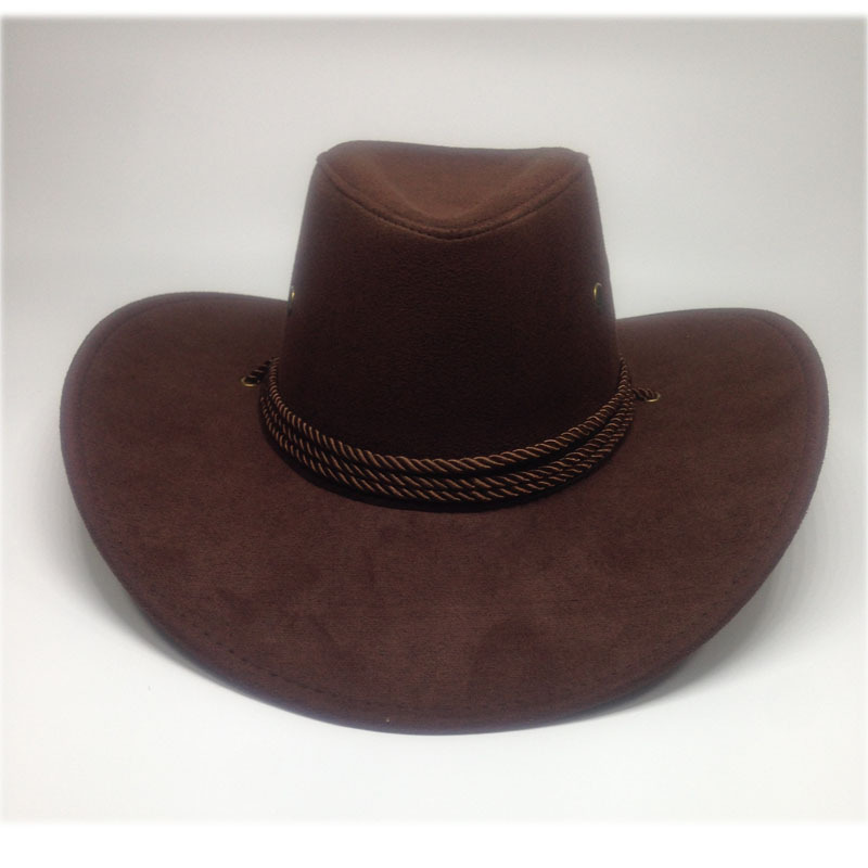 US Western Cowboy Hat Suede Outdoor Sun Hat Men's Horse Riding Hat with Big Brim Hat