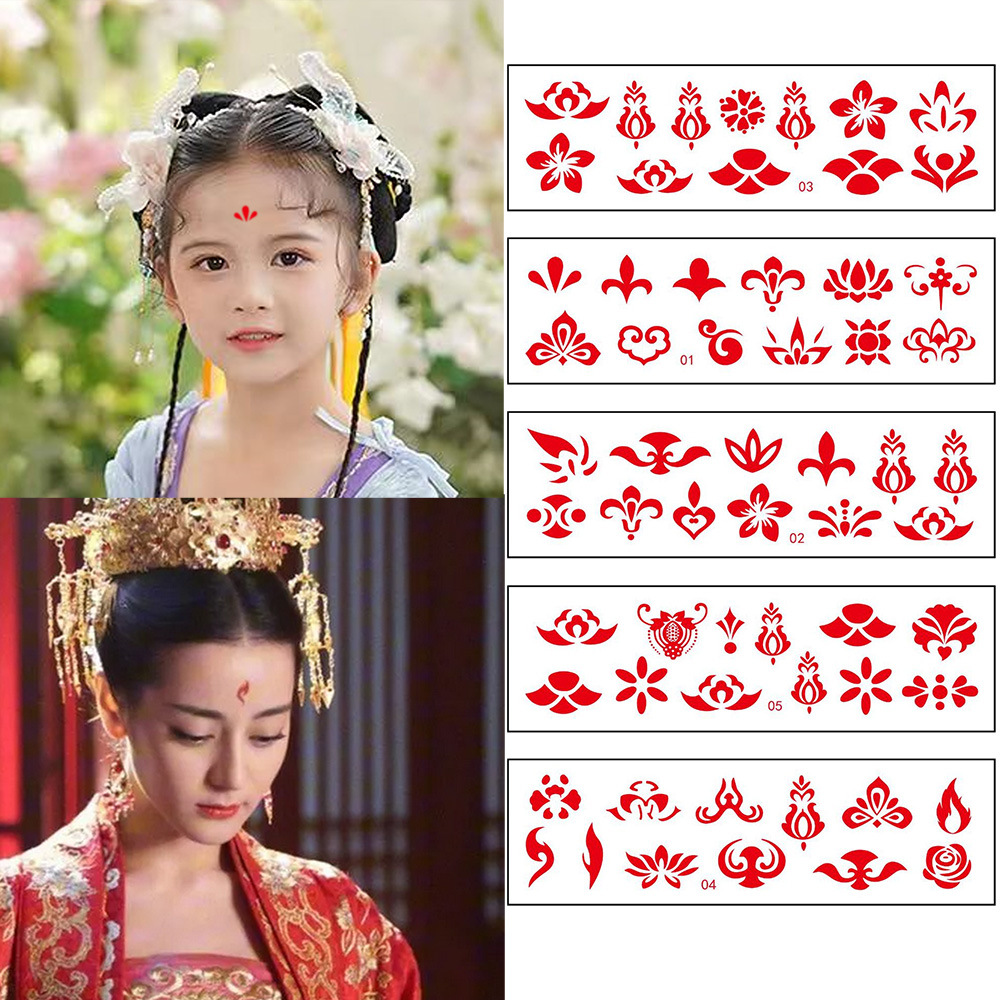 Hanfu ancient costume twinkle antique eyebrow stickers kindergarten children's girls forehead stickers Chinese style tattoo stickers