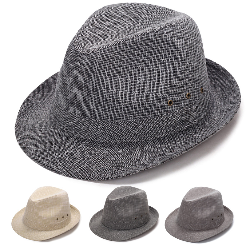 Sun Hat Men's Big Rim Hemp Breathable Cool Hat Spring and Summer Men's Hat Middle-aged and Old Man Hat