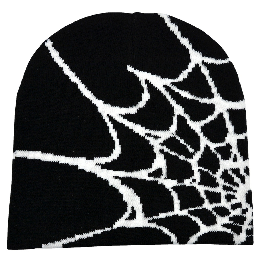 Dicusph Y2K Gothic spider web jacquard knit cap hip hop warm wool cap cold cap