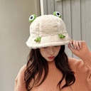 Cute Frog Hat Children's Autumn and Winter Korean Style Thickened Plush Fisherman Hat Rabbit Fur Cartoon Student All-match Warm Basin Hat