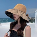 Black rubber beach hat sun hat female summer hollow cool hat UV protection big brim cover face sun protection sun fisherman hat