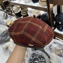 Japanese Sanding Wool Plaid Leather Brim Beret Women's Autumn and Winter Retro British Ladies Hong Kong Style Ins Painter Hat