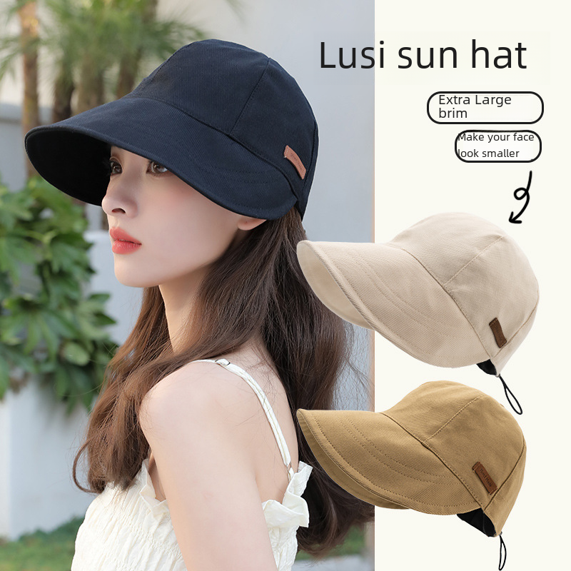 Zhao Rusi Fisherman Hat Women's Spring and Summer Sun Protection UV Protection Sun Hat Plain Black Sun Hat