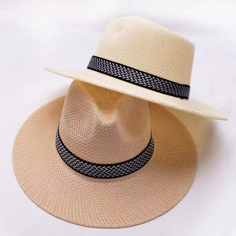 Summer Men's Fashionable Summer Cool Hat Middle-aged and Old People Top Hat for Middle-aged Dad and Old People's Hat Straw Fisherman's Hat