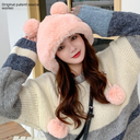 ladies autumn and winter sweet Mickey fur ball Korean version of the cap Outdoor Plus velvet warm wool hat