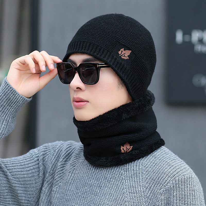 autumn and winter hat men's wool hat plus velvet knitted hat winter warm pullover hat