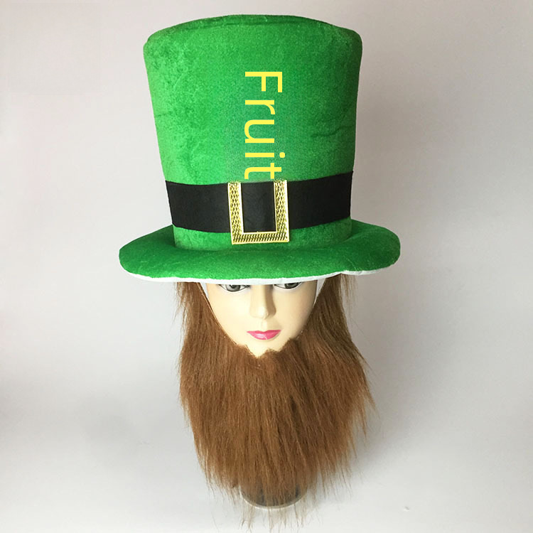 St. Patrick's Day Irish Hat with Beard Four-leaf Clover Hat with Beard