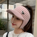 Autumn and winter rabbit fur ear protection cap women's velvet warm cap fashion outdoor sports knitted baseball cap