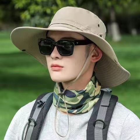 Men's Hat Outdoor Sun Protection Fishing Hat Large Rim Sunshade UV Protection Fisherman Hat Fishing Mountaineering Penny Hat