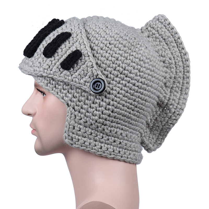 Roman Knight knitted hat winter gladiator mask hat handmade knitted men's hat