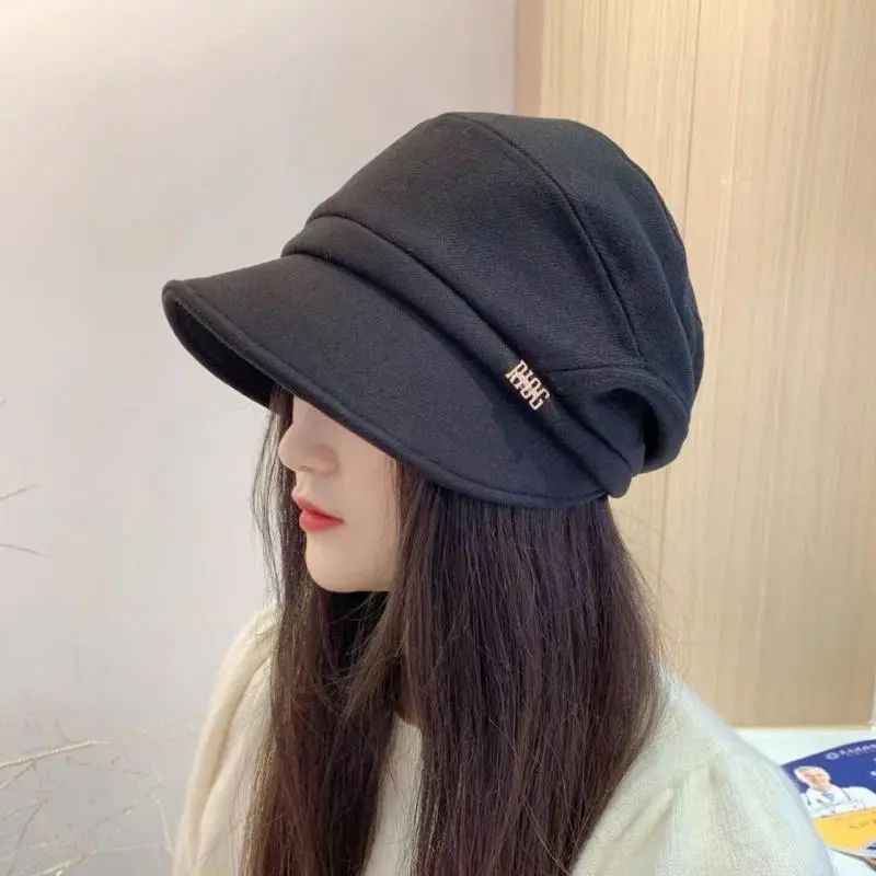 Hat Women's Autumn and Winter Round Face Big Face Slim Fisherman Hat Japanese Style Temperament Casual Hat Big Head Circumference Retro Bag Head Hat