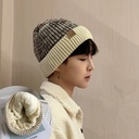 Hat Men's Winter Knitted Wool Hat Thickened Korean Style Fashionable Fleece Warm Ear Protection Windproof Youth Men's Headgear