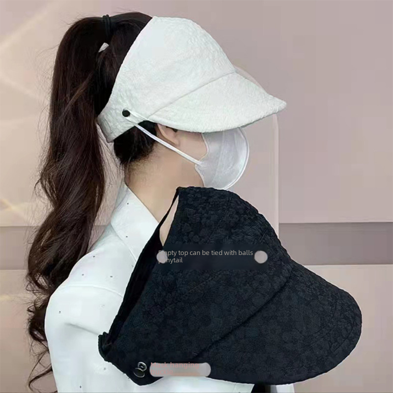 Creative Hangable Mask Velcro Adjustable Empty Top Hat Breathable Not Stuffy Women's Summer Sun Hat Spot