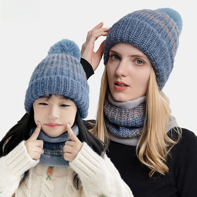 2101 spot wool parent-child lady hat mother baby two-piece acrylic knitted hat manufacturers