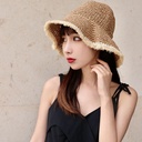 Straw Hat Women's Summer Korean Style Seaside Beach Sun Hat ins All-match Foldable Sun Hat Fresh Fisherman Hat