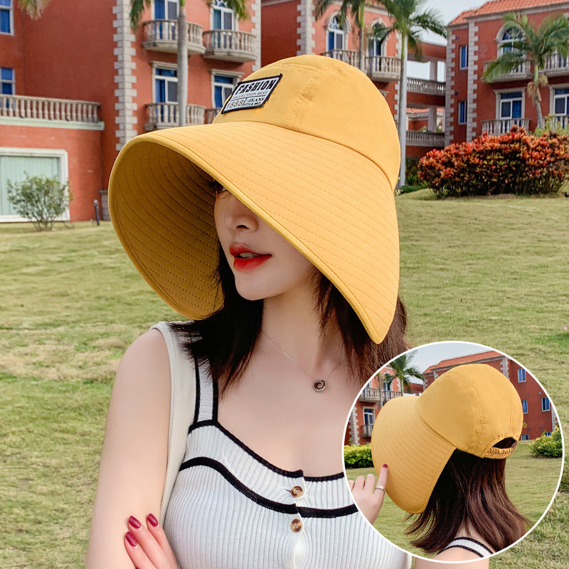 ins Spring and Summer Net Popular Korean Style Fashionable Face-Covering Fisherman Hat Women's Basin Hat Large Brim Sunscreen Sunshade Hat Empty Top Hat