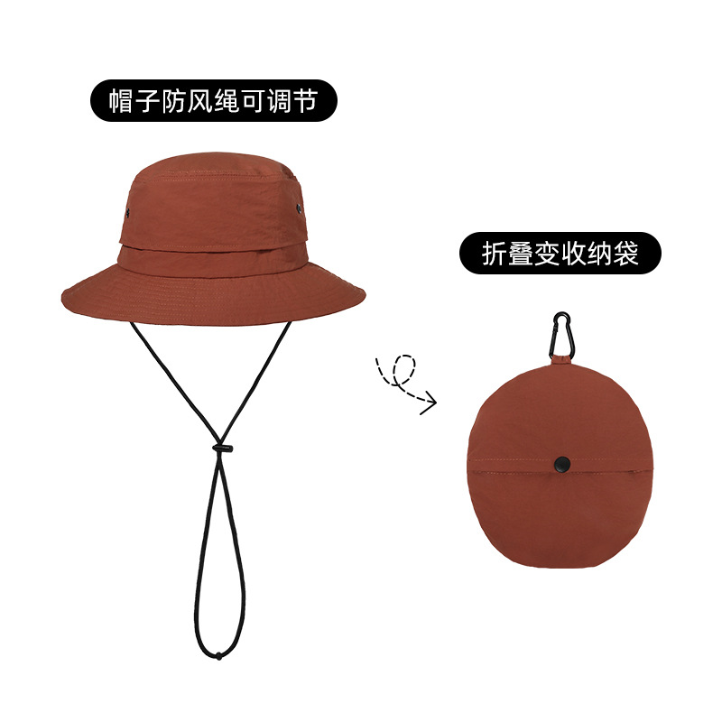 Japanese-style Quick-drying Waterproof Drawstring Adjusting Fisherman's Hat Summer Unisex Collapsible Storage Hat Outdoor