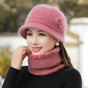 Autumn and winter Hat Women's elderly rabbit hair knitted hat for the elderly mother hat fashion Flower Wool hat