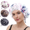 Double Layer Satin Printed Waterproof Shower Cap EVA Adjustable Kitchen Oil-proof Cigarette Hat JDY-453A-1