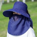 Big along sunscreen hat children's summer cycling face-covering ultraviolet mask large brim sun hat tea-picking hat