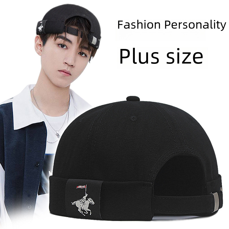 Hat men's autumn and winter landlord hat melon skin hat big head circumference Large size Spring and Autumn hip-hop yuppie dome beanless generation