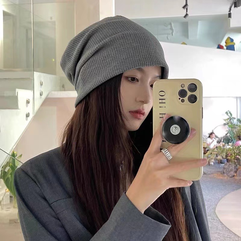 Internet Celebrity Heap Hat Women's Spring and Autumn Thin Postpartum Knitted Wool Moon Hat Summer Fashionable All-match Baotou Cold Hat