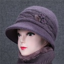 Mother hat in autumn and winter rabbit hair knitted Pearl basin hat female thickened winter old lady wool hat