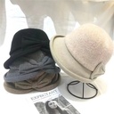 Korean Style Elegant Bow Wool Pot Hat Women's Autumn and Winter British Fashion Warm Fisherman Hat Showing Face Small All-match Top Hat