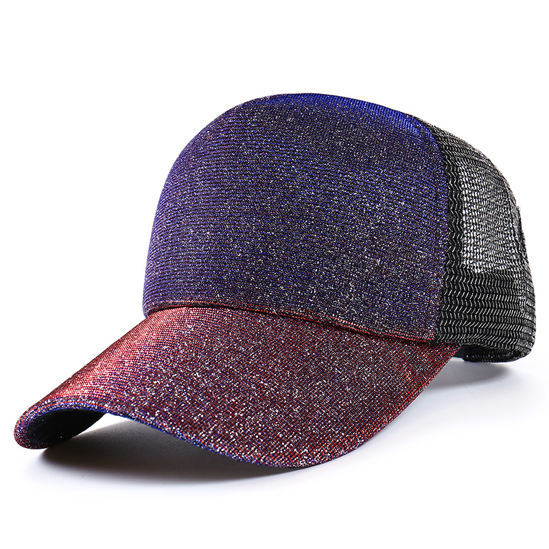 Creative fluorescent sequins baseball cap Korean hip hop gradient glitter net cap couple sunscreen hat