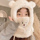 All-match mask scarf cap scarf women's autumn and winter thick lamb fleece hat cycling warm ear protection cute