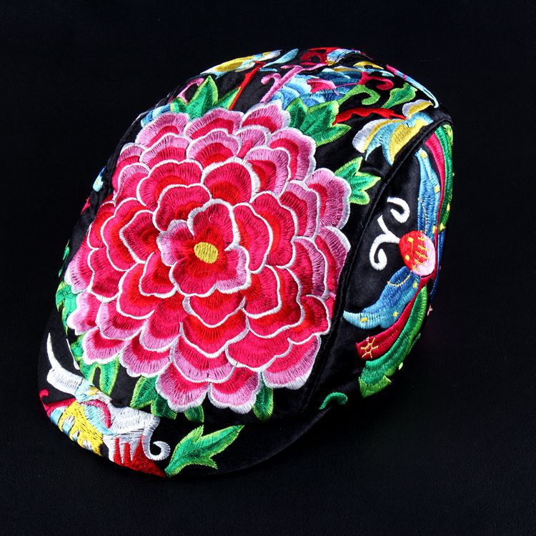 Yunnan ethnic style hat embroidered peaked cap ethnic embroidered hat ladies hat