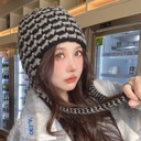 Japanese Niche Trendy Brand Handmade Thick Woven Wool Hat Warm Ear Protection Hat Knitted Hat Pilot Lei Feng Hat Women